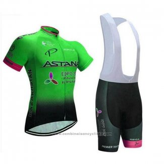 2018 Maillot Cyclisme Astana Vert Manches Courtes et Cuissard