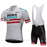 2018 Maillot Cyclisme Bora Champion L'autriche Blanc Manches Courtes et Cuissard