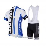 2018 Maillot Cyclisme Giant Blanc Bleu Noir Manches Courtes Cuissard