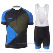 2018 Maillot Cyclisme Ktm Noir Bleu Manches Courtes et Cuissard