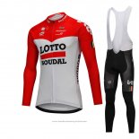 2018 Maillot Cyclisme Lotto Soudal Blanc et Rouge Manches Longues et Cuissard