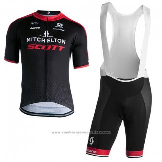 2018 Maillot Cyclisme Scott Noir Rouge Manches Courtes et Cuissard