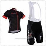 2018 Maillot Cyclisme Specialized Noir Rouge Manches Courtes Cuissard