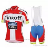2018 Maillot Cyclisme Tinkoff Saxo Bank Rouge Blanc Manches Courtes et Cuissard