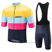 2019 Maillot Cyclisme Morvelo Jaune Rose Noir Manches Courtes et Cuissard