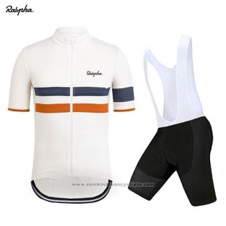 2019 Maillot Cyclisme Rapha Blanc Orange Manches Courtes et Cuissard