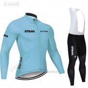 2019 Maillot Cyclisme STRAVA Azur Manches Longues et Cuissard