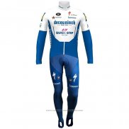 2020 Maillot Cyclisme Deceuninck Quick Step Bleu Blanc Manches Longues et Cuissard