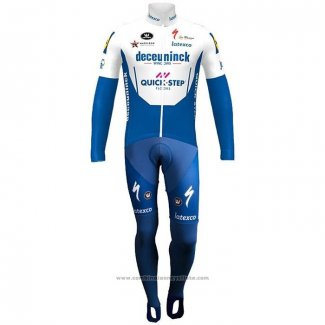 2020 Maillot Cyclisme Deceuninck Quick Step Bleu Blanc Manches Longues et Cuissard