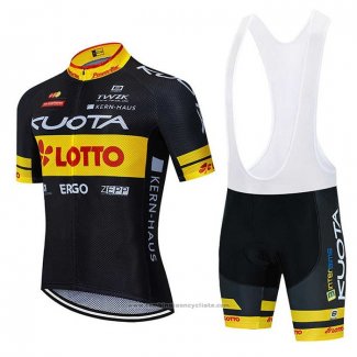 2020 Maillot Cyclisme Kuota Noir Jaune Manches Courtes et Cuissard