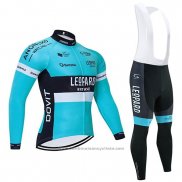 2020 Maillot Cyclisme Leopard Natural Bleu Noir Manches Longues et Cuissard