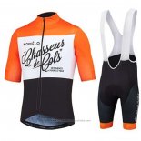 2020 Maillot Cyclisme Morvelo Noir Blanc Orange Manches Courtes et Cuissard