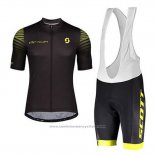 2020 Maillot Cyclisme Scott Noir Jaune Manches Courtes et Cuissard