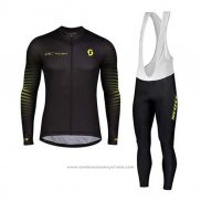 2020 Maillot Cyclisme Scott Noir Jaune Manches Longues et Cuissard