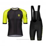 2021 Maillot Cyclisme Scott Noir Jaune Manches Courtes et Cuissard