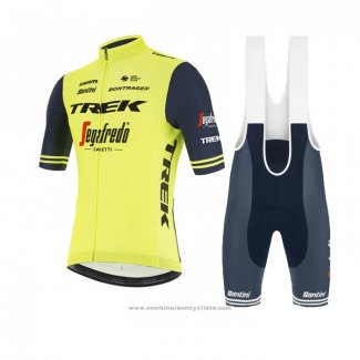 2021 Maillot Cyclisme Trek Segafredo Jaune Profond Bleu Manches Courtes et Cuissard