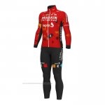 2022 Maillot Cyclisme Bahrain Victorious Rouge Manches Longues et Cuissard
