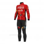 2022 Maillot Cyclisme Bahrain Victorious Rouge Manches Longues et Cuissard