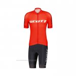 2022 Maillot Cyclisme Scott Rouge Blanc Manches Courtes et Cuissard