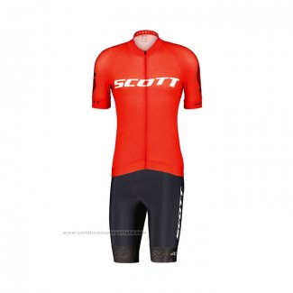 2022 Maillot Cyclisme Scott Rouge Blanc Manches Courtes et Cuissard