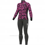 2023 Maillot Cyclisme Femme ALE Noir Fuchsia Manches Longues et Cuissard