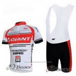 2011 Maillot Cyclisme Giant Blanc et Rouge Manches Courtes et Cuissard