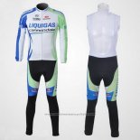 2011 Maillot Cyclisme Liquigas Cannondale Blanc et Vert Manches Longues et Cuissard