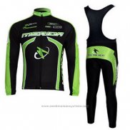 2011 Maillot Cyclisme Merida Noir et Vert Manches Longues et Cuissard