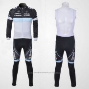 2011 Maillot Cyclisme Trek Leqpard Noir et Azur Manches Longues et Cuissard