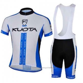 2013 Maillot Cyclisme Kuota Blanc et Azur Manches Courtes et Cuissard