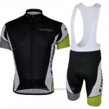 2013 Maillot Cyclisme Look Noir et Vert Manches Courtes et Cuissard