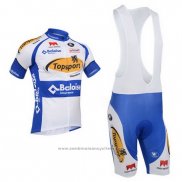 2013 Maillot Cyclisme Topsport Blanc et Azur Manches Courtes et Cuissard