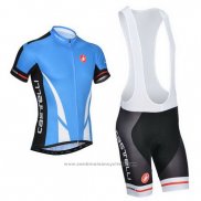 2014 Maillot Cyclisme Castelli Bleu et Noir Manches Courtes et Cuissard