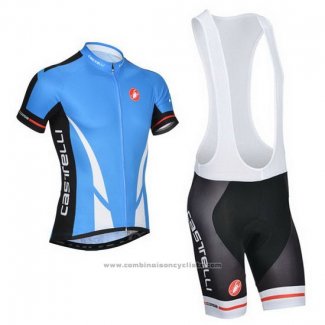 2014 Maillot Cyclisme Castelli Bleu et Noir Manches Courtes et Cuissard