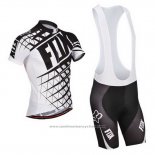 2014 Maillot Cyclisme Fox Blanc et Noir Manches Courtes et Cuissard