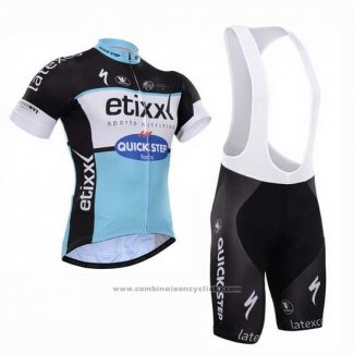 2015 Maillot Cyclisme Etixx Quick Step Noir et Blanc Manches Courtes et Cuissard