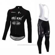 2015 Maillot Cyclisme Ettix Quick Step Noir et Blanc Manches Longues et Cuissard