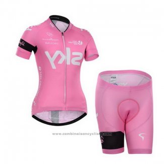 2015 Maillot Cyclisme Femme Sky Fuchsia Manches Courtes et Cuissard