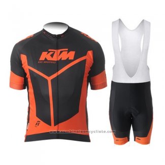 2015 Maillot Cyclisme Ktm Orange et Noir Manches Courtes et Cuissard