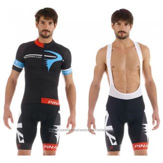 2015 Maillot Cyclisme Pinarello Noir et Azur Manches Courtes et Cuissard