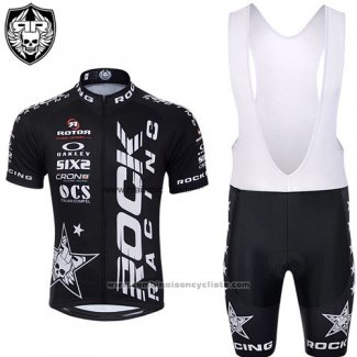 2015 Maillot Cyclisme Rock Racing Blanc et Noir Manches Courtes et Cuissard