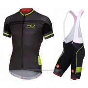 2016 Maillot Cyclisme Castelli Noir et Vert Manches Courtes et Cuissard