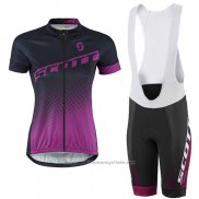 2016 Maillot Cyclisme Femme Scott Noir et Rouge Manches Courtes et Cuissard