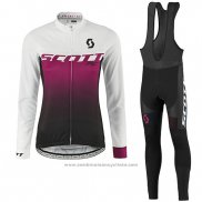 2016 Maillot Cyclisme Femme Scott Rouge et Blanc Manches Longues et Cuissard