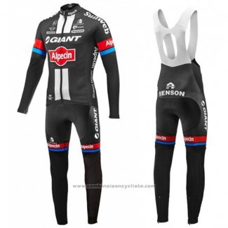 2016 Maillot Cyclisme Giant Alpecin Noir et Rouge Manches Longues et Cuissard