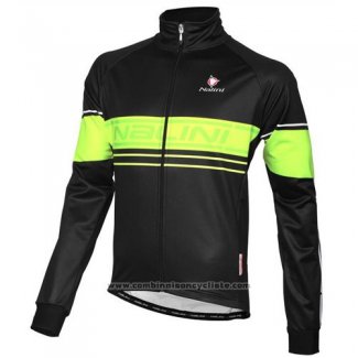 2016 Maillot Cyclisme Nalini Noir et Vert Manches Longues et Cuissard