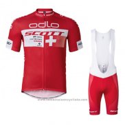 2016 Maillot Cyclisme Scott Blanc et Rouge Manches Courtes et Cuissard