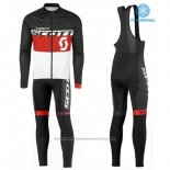 2016 Maillot Cyclisme Scott Noir et Rouge Manches Longues et Cuissard