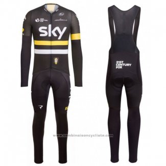 2016 Maillot Cyclisme Sky Jaune Manches Longues et Cuissard