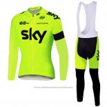 2016 Maillot Cyclisme Sky Vert Manches Longues et Cuissard